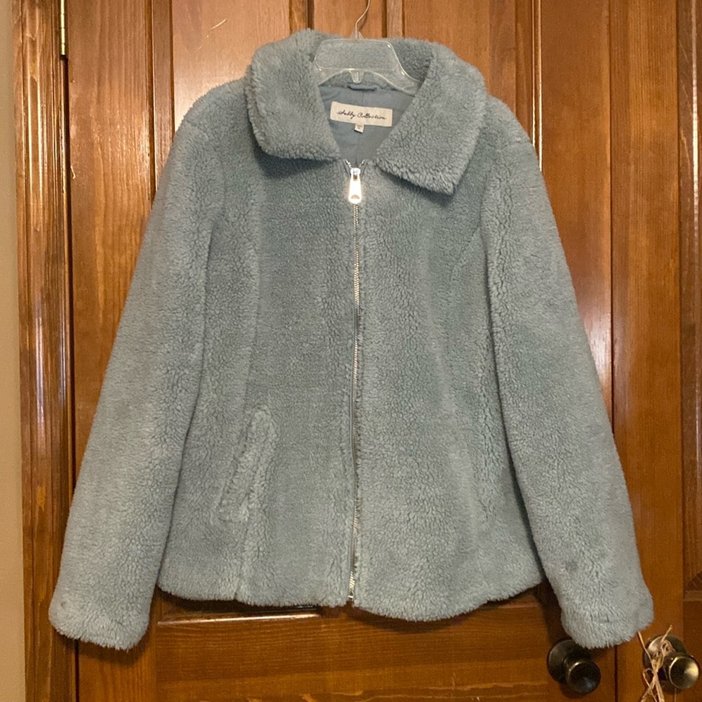 Powder blue fleecy zip up | XL